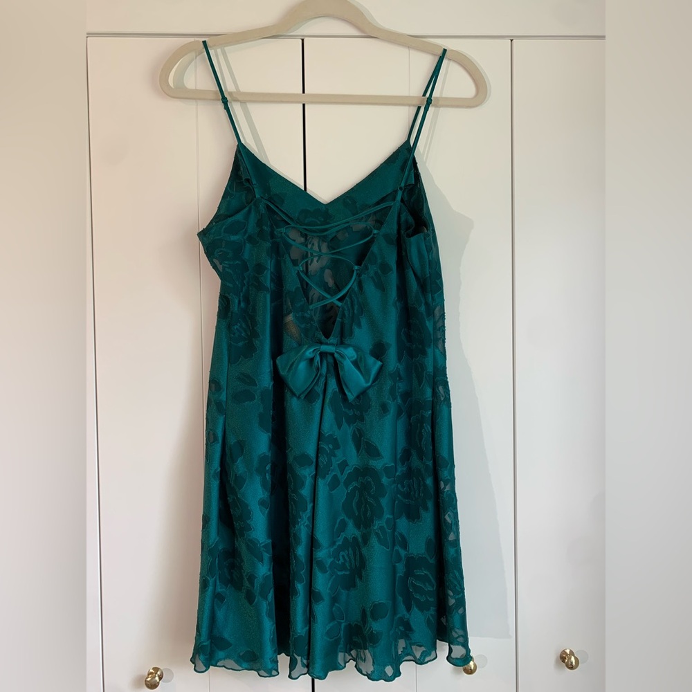 Vintage Victoria's Secret Gold Label‎ Green Floral Rose Sheer Slip Dress Chemise